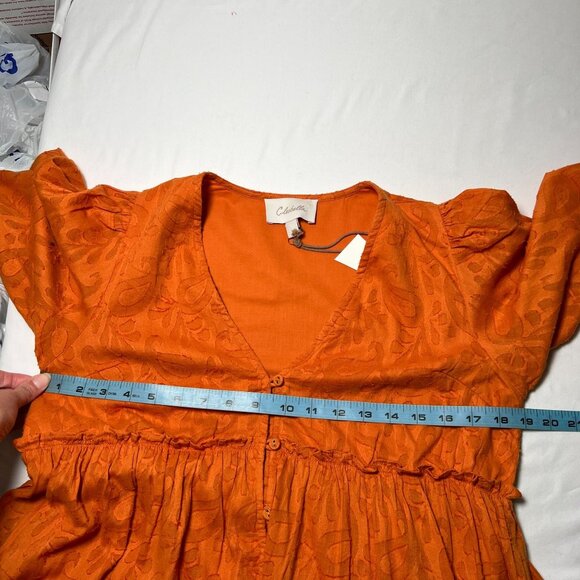 NWT Cleobella Blythe Mini Dress in Bright Orange Floral Tiered Boho XS - Picture 10 of 16